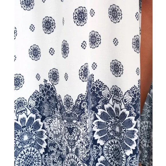 South of France Blue and Ivory Print Maxi Dress - Picture 4 of 12